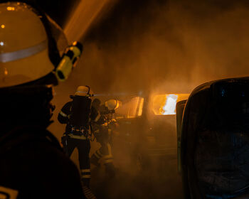 Übung der Tunnelfeuerwehren im Reutherbergtunnel
